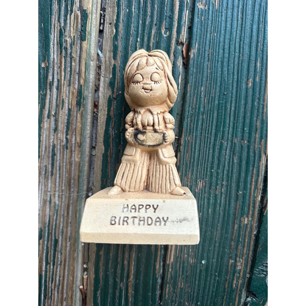 Vintage Paula 1971 Happy Birthday Figurine W-211 Made in USA Resin Statue